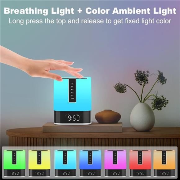 Night Light Bluetooth Speaker AlarmClock,Upgraded Touch Bedside Lamp for Bedroom - Picture 6 of 6